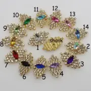 Butterfly Rhinestone Shank Button Gold Color Base Charms DIY Craft Buttons 10Pcs