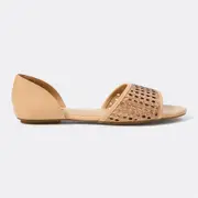 &me Women's Open Toe Weave Flats - Beige