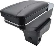 Storage Box Armrest Content Arm Rest Rotatable Black Leather Ashtray, for Suzuki, Vitara 2015-2019 Door Handle Protection Film(Black Thread)