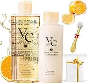 Vc Toner,Vc Refreshing Hydrating Rejuvenating Wet Compress Moisturizing Water Lotion,300ml Hydrating Brightening Facial Essences,Enhance Skin Elasticity, Refreshing Texture Easy To Absorb (1pc Toner+1pc Lotion, Fresh taste)
