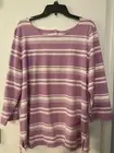 NEW! Women’s Talbots Flattering Lightweight Top - White/Mauve Stripe Size XL