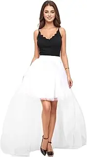 [UniqKaliber] Women’s High Low Tulle Skirt, Colorful Tutu Ballet Dance Skirt Puffy Skirt for Wedding Party