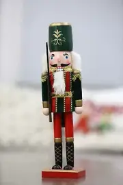 15 inches Handmade Christmas Nutcracker Traditional Decoration Soldier in Green