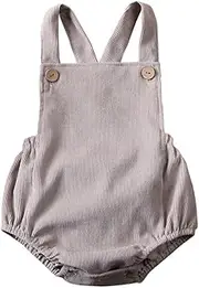[Kuriozud] Newborn Infant Baby Boy Girl Romper Plain Bodysuit Backless Strap Clothes