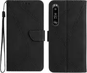 Compatible with Sony Xperia 1 V 5G Case,Compatible with Sony Xperia 1 V 5G Kickstand Flip Card Slot Magnetic Closure Phone Cover Black