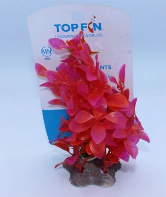 Top Fin Mini Artificial Aquarium Fish Tank Plant Pink 4 Inches New