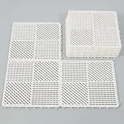 wiiiw 9 Pack Modular Interlocking Floor Mat Soft Non-Slip Shower Floor Tile for Pool Bathroom Shower Sauna Balcony Patio Boat, 12"×12" White