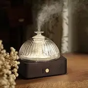 Glass Dome Essential Oil Diffuser with Glass Reservoir & Wood Base-Plastic Free, 200ml Ultrasonic Glass Diffuser for Aromatherapy with Timer 7 Color Light Auto-Off for Gift Home Office Yoga Black
