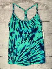 Women's NWT Jenni Intimates blue tie/dye built-in bra tank top size small