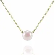 [dulalayandong] Cultured Single Pearl Necklace Pendant | Gold Necklaces for Women, Sterling Silver, freshwater cultured