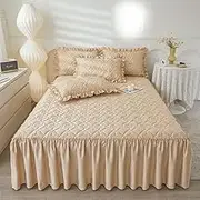 Ruffle Bedspread Sheet, Ruffle Bedskirt, Bed Skirt Full Size, Twin Ruffle Skirt Bedspread, Bed Skirt Fitted Sheet, Ruffle Skirt Bedspread Set, with 2 Pillow Shams, Ultra-Soft Bedding(B,180x220CM/71x87