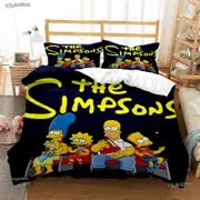 v1007 Bed Sheets Anime The Simpsons Duvet Cover,Bart Simpson Bedding Set,WooHoo Simpsons Quilt Covers Pillowcases Bedroom for Children Adolescent 3-Pi