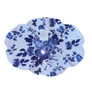 Shabby Chic Blue Flower Floral Scallop Wavy Edge Platter Melamine Outdoor NEW