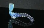 3 1/2" CURVED STEM BLUE Mini Sherlock One Hitter Tobacco Smoking Pipes