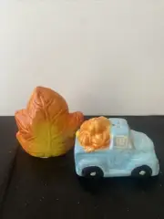 Blue Pickup Truck Pumpkins Farmhouse & Leaf Salt & Pepper Shakers