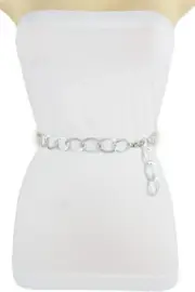 Fun Women Bling Attractive Look Fashion Silver Metal Chain Link Belt Plus XL XXL