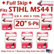 Copperhead 5-Pack 20" FULL SKIP TOOTH Chains fits STIHL MS441 33RSF-72 3/8, .50