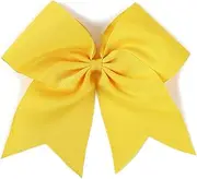 AMYDECOR 7 Inch Jumbo Solid Color Bows with Alligator Hair Clips For Girls and Women (Yellow)