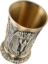 FELTECHELECTR Vintage Embossed Metal Wine Cup Decorative Copper Shot Glass for Whiskey and Cocktails Classic Design Drinking for Home Bar and