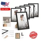 Set of 6 Black Oak 6x8 Picture Frames - Vertical Wall Mount, Minimalist Design