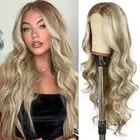 Blonde Lace Front Wigs, 13x4 Long Wavy Synthetic Lace Front Wigs for Women Mi...