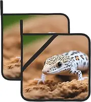 Leopard Little Gecko Potholders BBQ Pot Holders for Heat Resistant Potholder, Hot Pads,Cooking Baking(2-Pack)