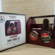 Berkshire Vintage Classic Shoe Shine Kit In A Mahogany-Stained Wood Chest