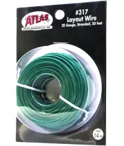 Atlas ~ New 2024 ~ Model Train Layout Dropper Wire ~ Green ~ 50' ~ 20 AWG ~ 317