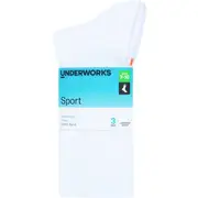Underworks Mens Cushioned Crew Sports Socks White Size 7-10 3 pack