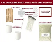 1KG Candle Making Kit - Jars Included - Instructions DIY