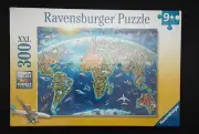 New, 19” x 14” RAVENSBURGER Children’s World Map w/Landmarks Puzzle