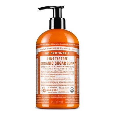 Dr. Bronner's - Organic Sugar Soap (Tea Tree, 12 Ounce) - Made with Organic Oils