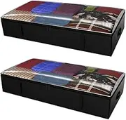 OUSFOT Underbed Storage Box with Lid [Pack of 6] Underbed Storage Bag for Duvets, Clothes
