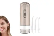 Portable Cordless Water Flosser USB Rechargeable Oral Irrigator 4 Nozzles-Gray