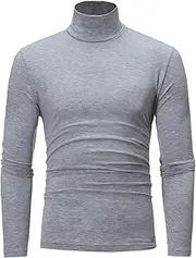 [Sywiyi] Men Turtleneck Long Sleeve Slim Fit Thermal Underwear Tops Base Layer Shirts Jumper Top