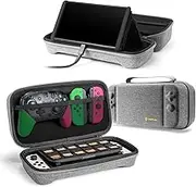 tomtoc Protective Case for Nintendo Switch Hard Shell Travel Storage Carrying Case Cover Box with 18 Game Cartridges and Handle for Nintendo Switch Console and Accessories