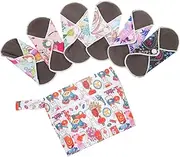 Ipetboom 7pcs Reusable Sanitary Pads Storage Bag Washable Menstrual Napkin for Women Nursing Pads Sizing