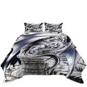 Sentinel Grey Dragon Drawing Coverlet