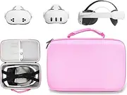 CaseSack Case compatible with Meta Quest 3s, 3, 2, Organizing travel case for VR Headset, controller and accessories (Pink)