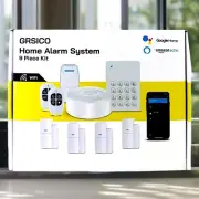Grsico Smart Home Alarm System 9 Pc Kit Works With Alexa, Hey Google