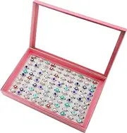 100 Pcs Kids Little Girl Jewelry Adjustable Rings Girl Pretend Play and Dress up Rings,Little Girls Gift Rings