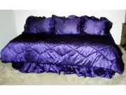 5PC Purple Daybed Comforter Bed Skirt 3 Ruffled Sham Mach Wash USA MADE REG $135