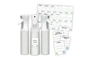 3 x Eco Mist Continuous Fine Mist PET Spray Bottles 300mL + Labels - Material perfect for Beauty Applications, Cleaning Products, Plant Misting and more