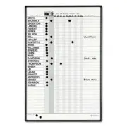 Quartet Magnetic Employee In/Out Board, Porcelain, 24 x 36, Gray/Black Aluminum