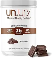 Unjury Whey Protein Powder | Chocolate Protein Powder | 21g 100% Whey Isolate Protein Powder | Low Carb and Lactose Free | Gluten Free Whey Protein Isolate | Certified Kosher | 15 Servings