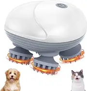 Pet Massager for Dogs and Cats, Handheld Electric Scalp Massager, Waterproof Cat and Dog Massage Tool, with 4 Rotating Massage Heads, 96 Massage Nodes, for Body Relaxation, Soothing Mood