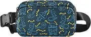[GuoChe] Cute Waist Pack Crossbody Bag Women Men Happy Halloween Blue Doodle Mini Sling Bag Travel Accessory with Adjustable Strap for Cycling Hiking Gym, Happy Halloween172, 8" x 5.3" x 2.3", Retro