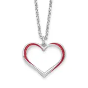 Sterling Silver Rhodium Plated Red Enamel Heart Adjustable 16 Inch Necklace With1 Extension