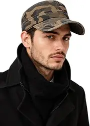 [Fasbys] Unisex Military Army Hat Men Women Flat Top Cap Adjustable Camo Cadet Cap