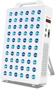 BONTANNY Blue Light Device, 450nm 480nm 590nm Blue Yellow Light Panel with 60 Pcs Dual Chips LEDs, Timer, Hanging Kit & Adjustable Stand for Home Office & Gym, BO-300 (White)